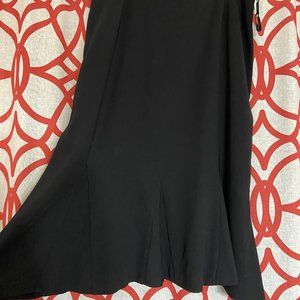 Vintage Black Pencil Skirt with Flounce Ruffle